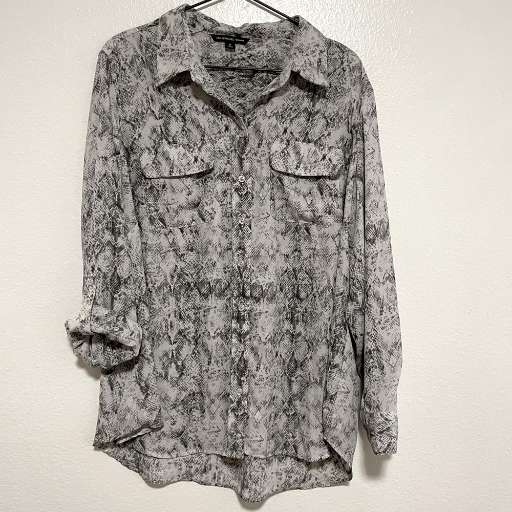 Zac & Rachel woman snakeskin button down blouse